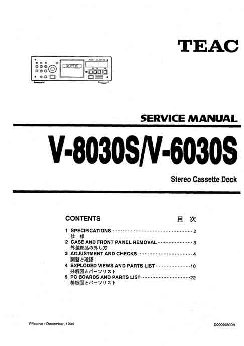 TEAC V8030S Cassette Recorder Schematic pdf