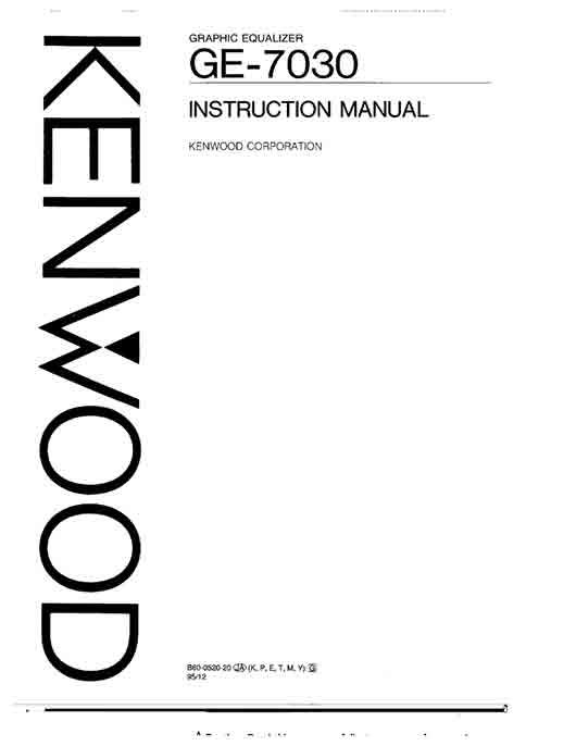 Kenwood GE7030 Equalizer User Manual pdf - Click Image to Close
