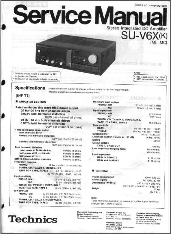 Technics SU-V6X Service Manual pdf